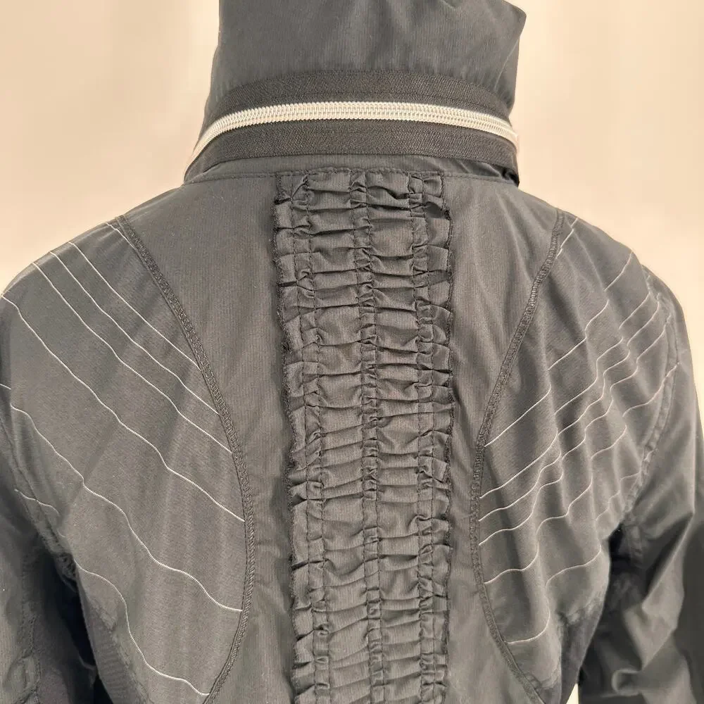 Lululemon Black Nylon Zip Up Ruched Back Detail Jacket Size 6